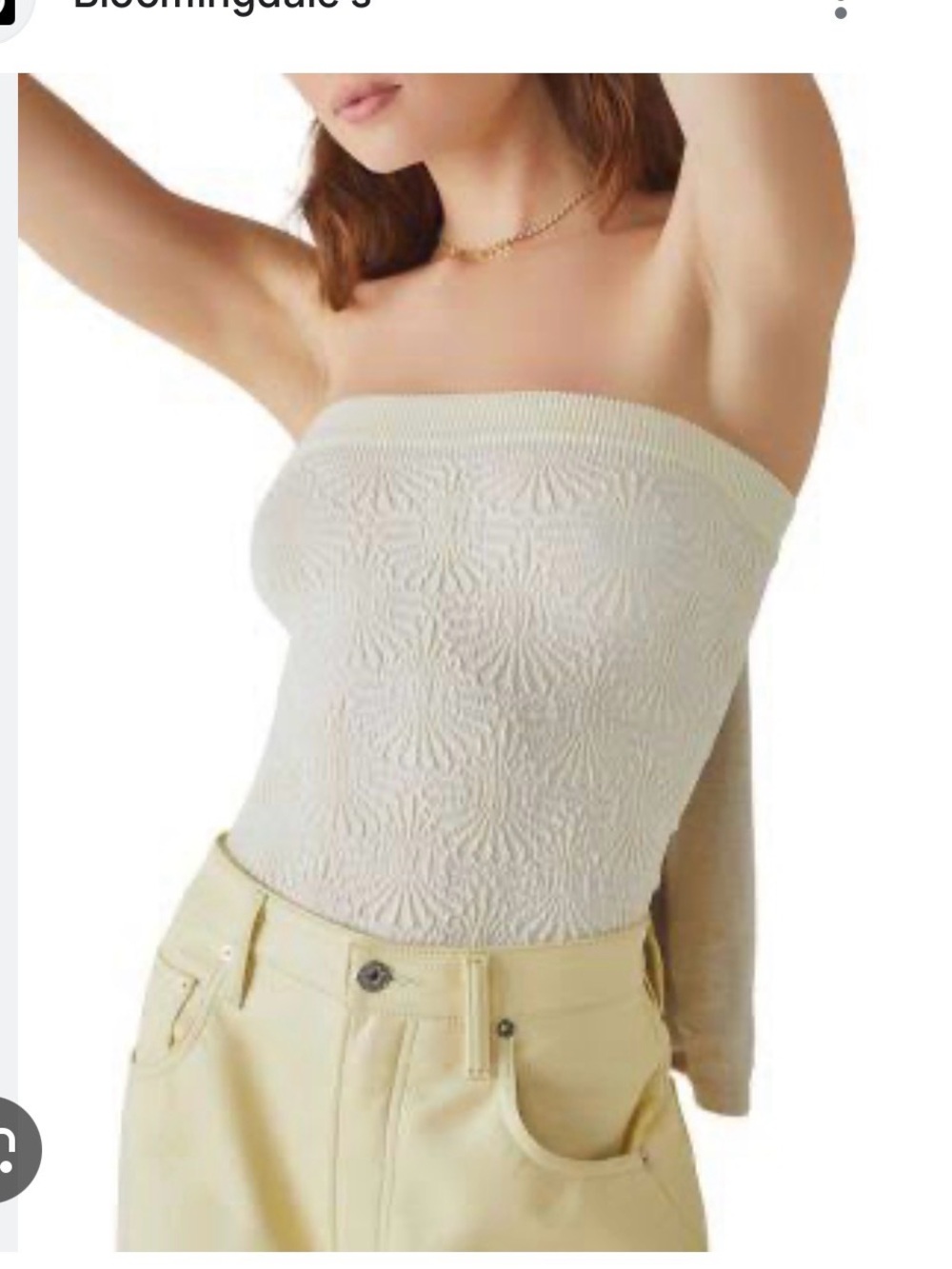 Free People Cream Strapless Textured Tube Camisole